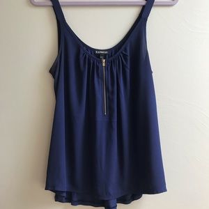 Express Navy Blue Zipper Tank Top